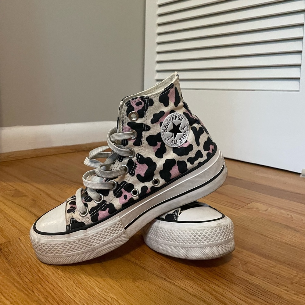 Pink Cheetah Platform Converse